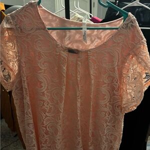 NY Collection Pink Lace Top